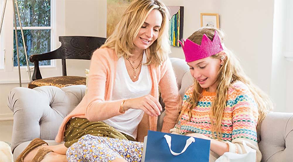 Mom, daughter and gifts