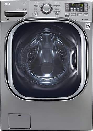 LG - 4.5 Cu. Ft. 14-Cycle Ultralarge-Capacity High-Efficiency Steam Front-Loading Washer - Graphite Steel - Larger Front