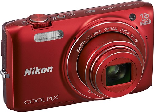 Nikon Coolpix S6800 16MP Digital Camera with 12x Optical Zoom - Red