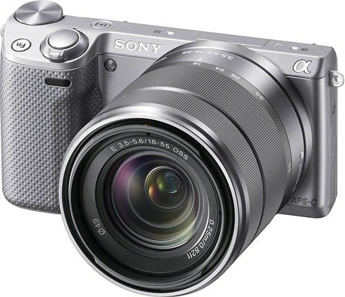 Sony Alpha NEX-5RK/S 16.1MP Interchangeable Lens Digital Camera with 18-55mm Lens - Silver + Free 8x8 Photo Book