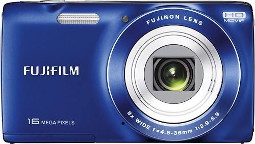 Fujifilm FinePix JZ250 16MP Digital Camera, 8x Optical Zoom, 3.0" LCD - Blue