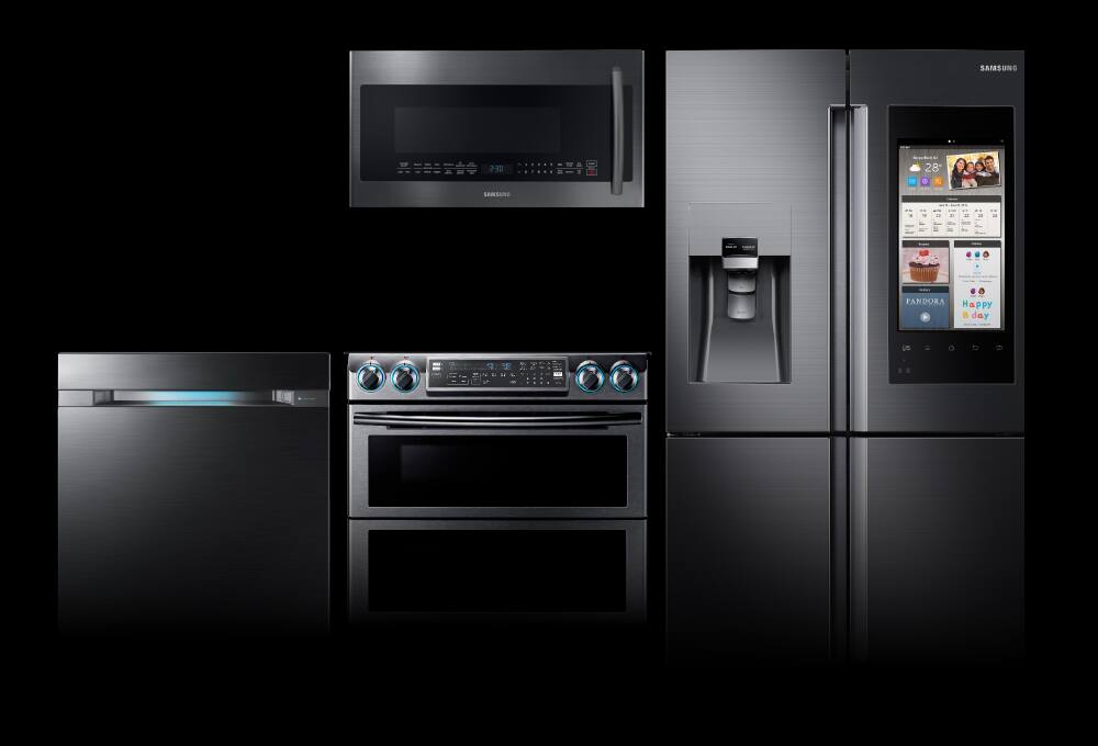 Refrigerator, range, microwave and dishwasher
