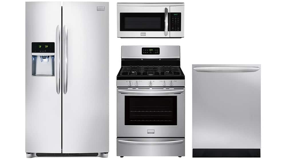 Refrigerator, range, dishwasher and microwave