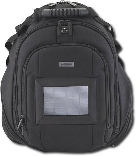 V-Dimension - Laptop Backpack with Built-in Mobile Phone/MP3 Player Solar Charger - Black - largeFrontView
