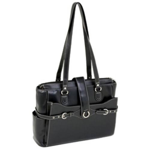 McKlein USA - Isabella Leather Ladies Laptop Case - Black - Larger Front