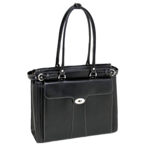 McKlein USA - Quincy Leather Ladies Laptop Case - Black - Larger Front