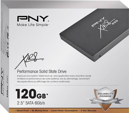 PNY - XLR8 120GB Internal Serial ATA III Solid State Drive for Laptops - Angle