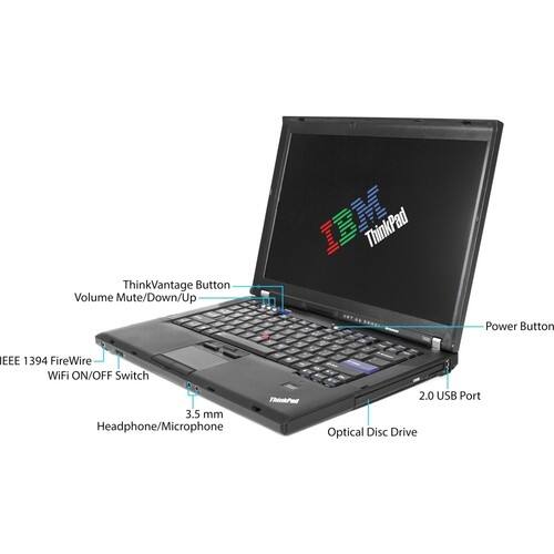Lenovo - 14" ThinkPad Notebook - 4 GB Memory - 160 GB Hard Drive - Black - Larger Front