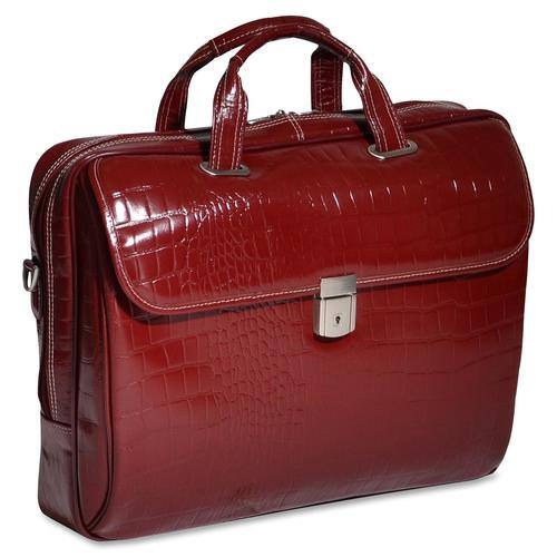 Siamod - Siamod Servano Leather Small Ladies Laptop Briefcase - Cherry Red - Larger Front