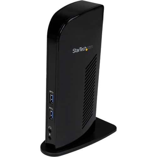 Startech - Universal USB 3.0 Laptop Docking Station DVI with Audio and Ethernet - Black - Black - Larger Front