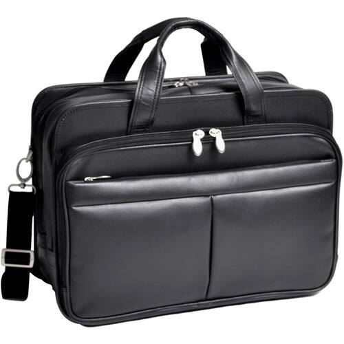 McKlein USA - Walton Expandable Leather Laptop Case by - Black - Larger Front