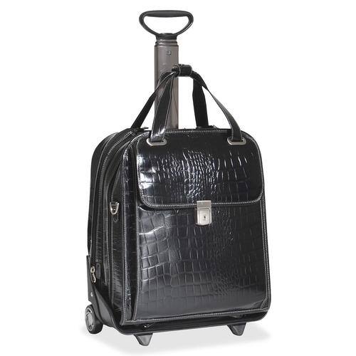 Siamod - Siamod Novembre Leather Ladies Detachable Wheeled Laptop Case - Black - Larger Front