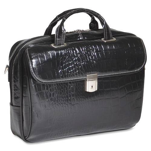 Siamod - Siamod Ignoto Leather Large Ladies Laptop Briefcase - Black - Larger Front
