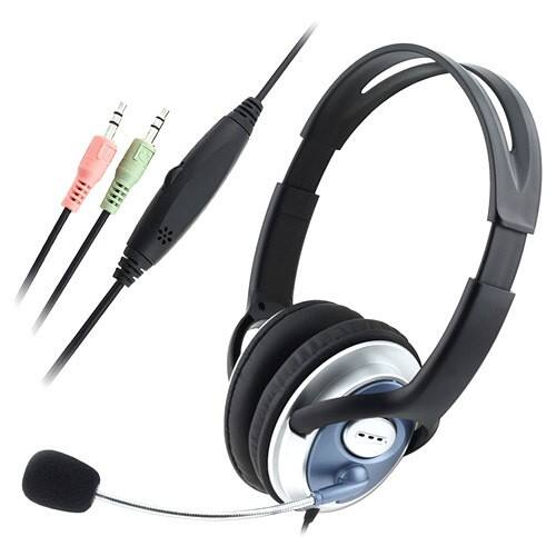 eForCity - Headphone Headset Microphone Bundle for Computer Laptop PC - White - White - Larger Front