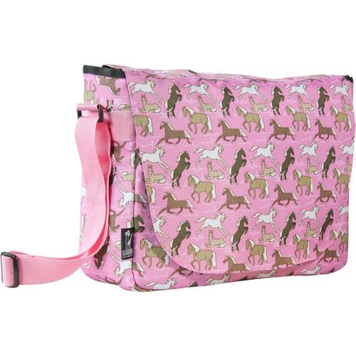 Wildkin - 38020 Horses in Laptop Messenger Bag - Horses in Pink - Larger Front