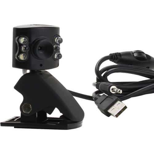Fosmon - USB 2.0 6 LED PC Camera HD Webcam Camera Web Cam with MIC for Computer PC Laptop Round - Black - Larger Front