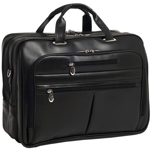 McKlein USA - 86515 Rockford 86515 Leather Fly Through Checkpoint Friendly 17" Laptop Case - Black - Larger Front