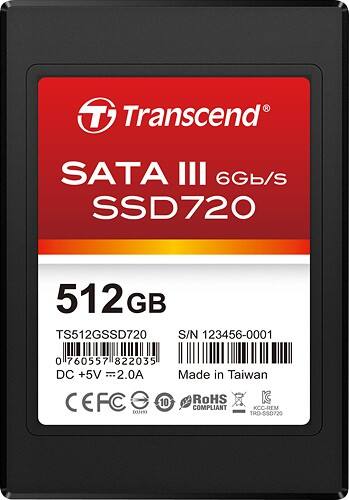 Transcend - 720 512GB Internal Serial ATA III Solid State Drive for Laptops - largeFrontView