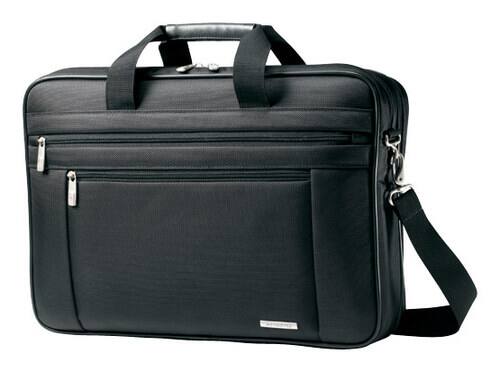 Samsonite - Classic Business 2-Gusset Laptop Briefcase - Black - Larger Front