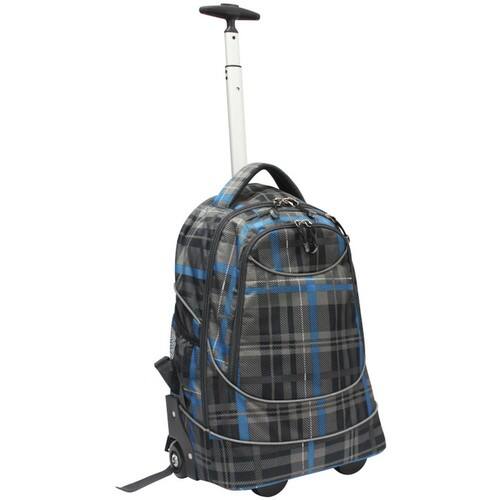 Pacific Gear - Pacific Gear Horizon Rolling Laptop Backpack - Gray Plaid - Larger Front