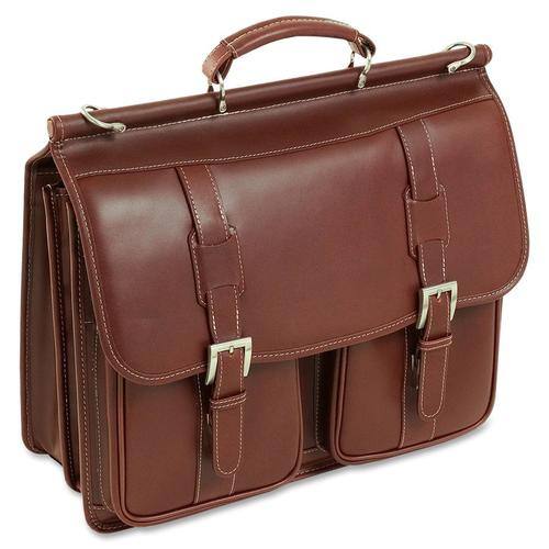 Siamod - 25594 Signorini Oil Pull-Up Leather Laptop Case - Cognac - Larger Front
