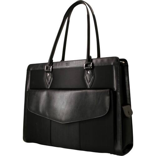Mobile Edge - Geneva Laptop Briefcase Holds 17.3 Screens Microfiber with Leather - Black - Larger Front