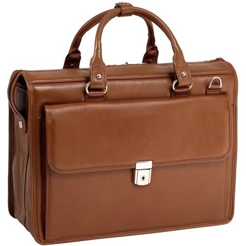 McKlein USA - Gresham Leather Litigator Laptop Briefcase by - Brown - Larger Front