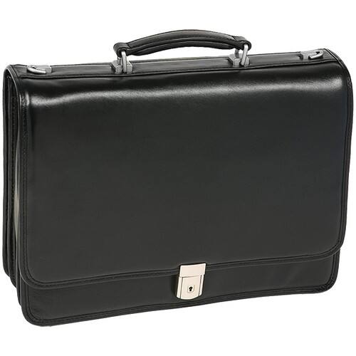McKlein USA - River North Leather Laptop Briefcase by - Black - Larger Front