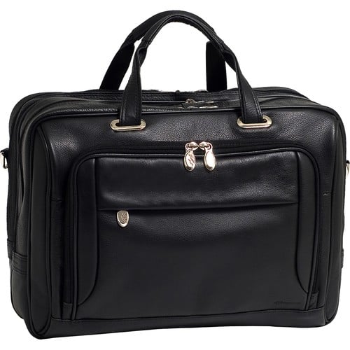 McKlein USA - Westloop Expandable Leather Laptop Briefcase by - Black - Larger Front