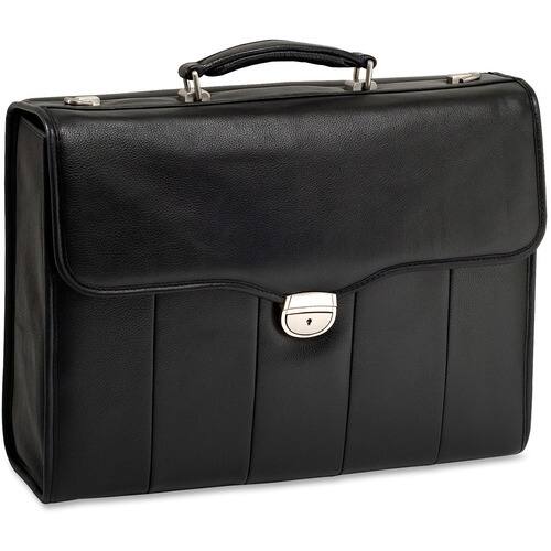 McKlein USA - North Park Leather Laptop Briefcase by - Black - Larger Front