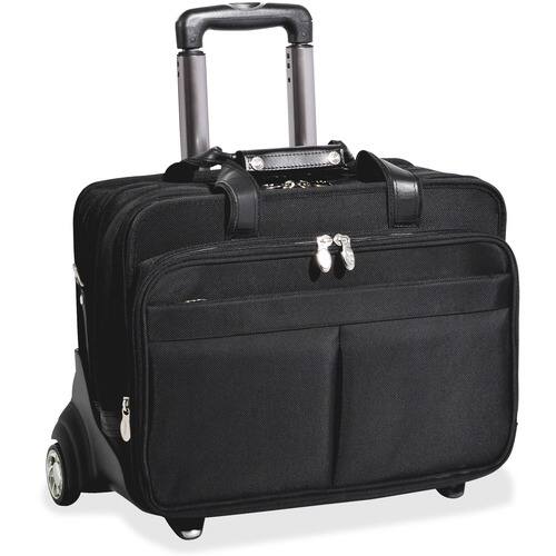 McKlein USA - Roosevelt Nylon Detachable-Wheeled Laptop Case by - Black - Larger Front