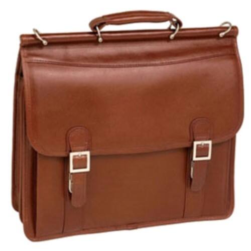 McKlein USA - Halsted Double Compartment Laptop Case - Brown - Larger Front