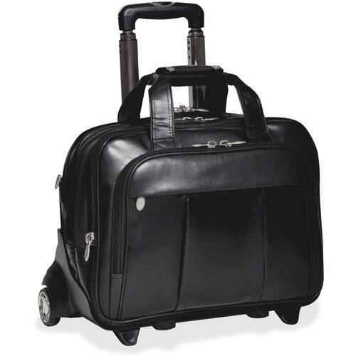 McKlein USA - Damen Leather Detachable-Wheeled Laptop Case by - Black - Larger Front