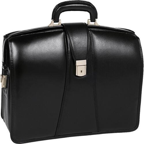 McKlein USA - Harrison Leather Laptop Briefcase by - Black - Larger Front