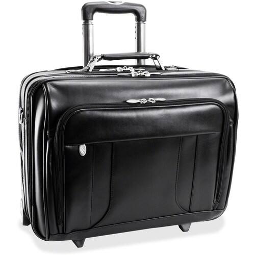McKlein USA - Lasalle Wheeled Leather Laptop Bag by - Black - Larger Front