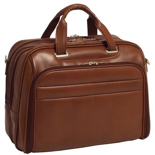 McKlein USA - Springfield Leather Checkpoint Friendly Laptop Case by - Brown - Larger Front