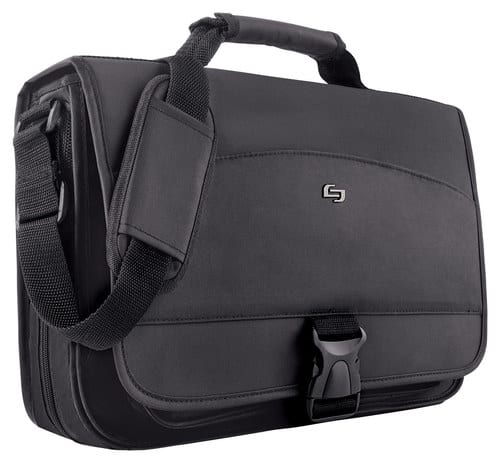 Solo - Classic Expandable Laptop Messenger Bag - Black - Larger Front