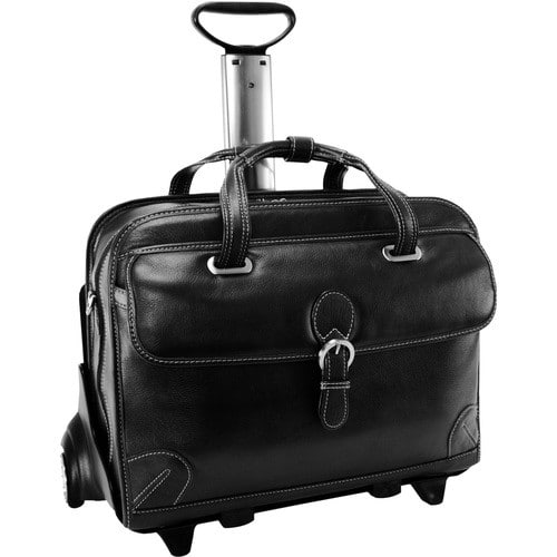 Siamod - Siamod Carugetto Detachable-Wheeled Leather Laptop Case - Black - Larger Front