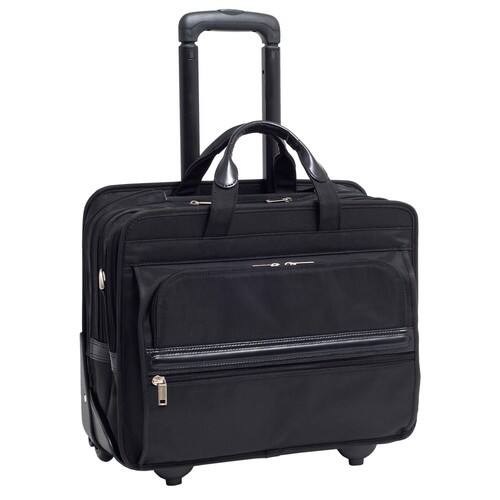 McKlein USA - Franklin Nylon 17 Inch Detachable-Wheeled Laptop Case by - Black - Larger Front