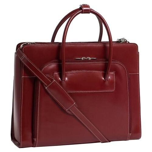 McKlein USA - Lake Forest Italian Leather Laptop Briefcase by - Red - largeFrontView