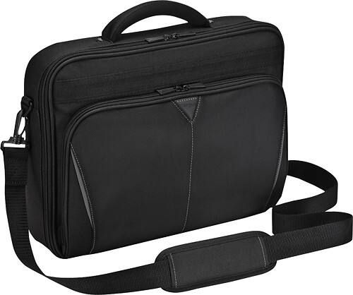 Targus - Classic Clamshell Laptop Briefcase - Black/Red - angleView