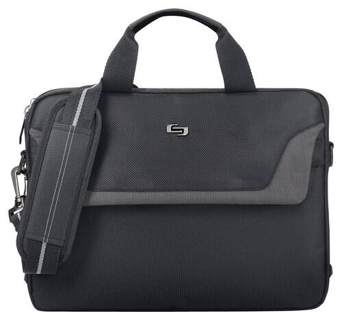 Solo - Pro Slim Laptop Briefcase - Black - Larger Front