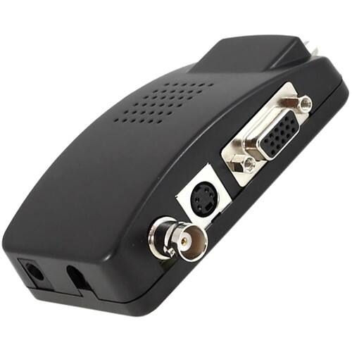 AGPtek - BNC S-Video VGA to VGA Converter for PC Laptop DVD DVR LCD CCTV Camera 1024x768 - Black - Larger Front