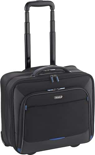 Solo - Tech Rolling Laptop Case - Black/Blue - angleView