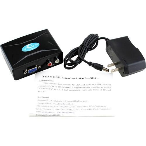 DrHotDeal - VGA Laptop PC Stereo Audio to HDMI HDTV 1080P AV Converter Adapter - Black - Black - Larger Front