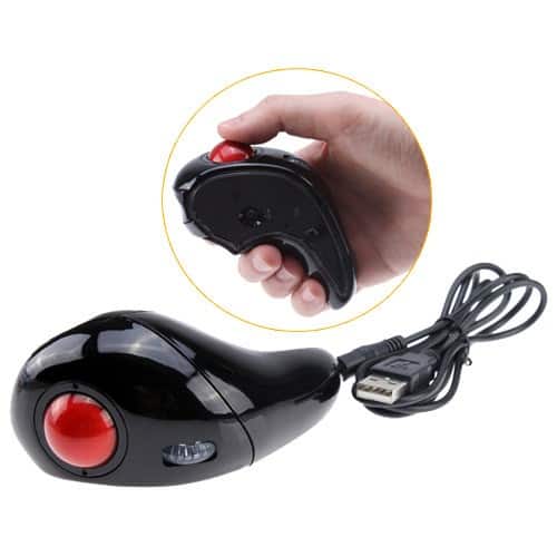 AGPtek - USB Hand-Held Wireless 2.4G Optical Trackball Rechargeable Mice Mouse f/ Laptop PC Mac - Black - Black - Larger Front