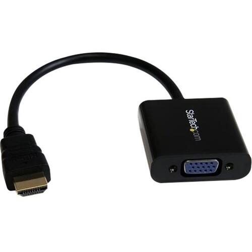 Startech - HDMI to VGA Adapter Converter for Desktop PC / Laptop / Ultrabook 1920x1080 - Black - Larger Front