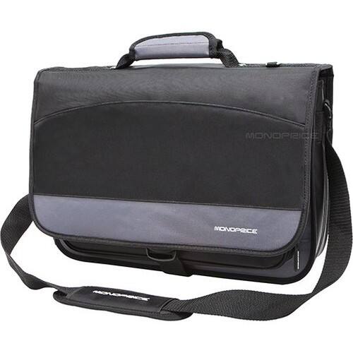 Monoprice - 16-inch Premium Laptop Messenger - Black - Larger Front