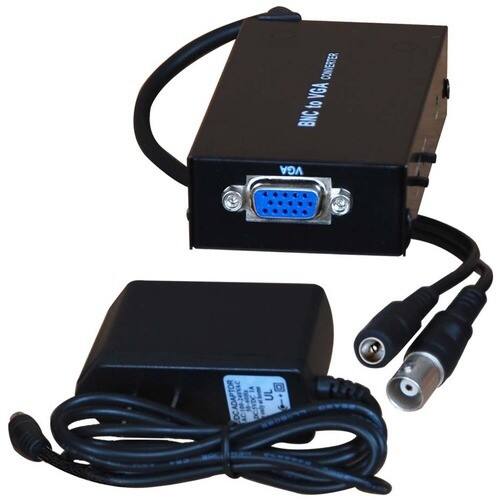 VideoSecu - CCTV TV Video to PC Laptop BNC to VGA Converter Console Monitor Adapter Switch Box 1L9 - Black - Black - Larger Front