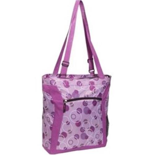 Everest - 1002LT-LV Pattern Shopper Tote with Laptop Compartment - Purple/Lavender Bubbles - Larger Front